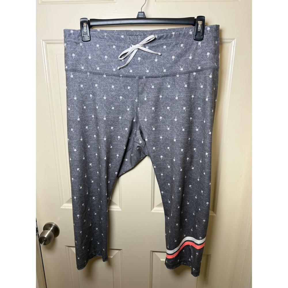 Old Navy Active Go-Dry Gray Palm Tree Print Cropped Leggings